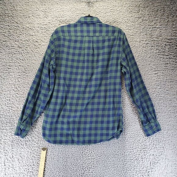 J. Crew Shirt Mens Medium Green & Blue Classic Flannel Button-Up Long Sleeve - Picture 7 of 8